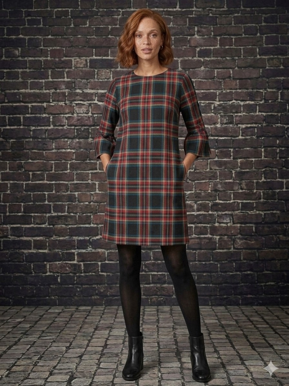 Vineyard Vines Jolly Plaid Greenwich Flutter Ruffle-Sleeve Shift Dress Size 2